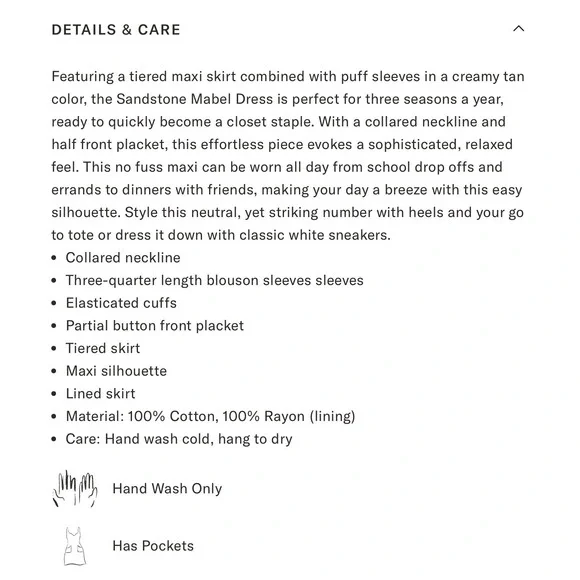 Pomander Place Tuckernuck Mabel Cotton Tiered Maxi Dress in Sandstone M Pockets - Picture 12 of 12